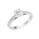 Oval Half Shoulder Diamond Solitaire Engagement Ring