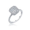 Princess Cut Micro Pavé Halo Setting And Three-Quarter Band