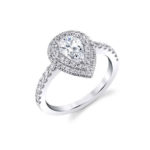 Double halo Half Band Micro-Pavé Pear Ring