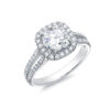 Split Shank Micro Pavé Halo Cushion Ring