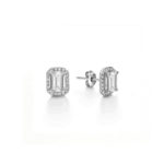 Emerald Cut Diamond Halo Stud