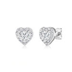 Heart Diamond Halo Studs